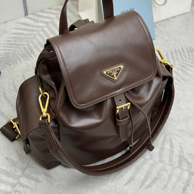 PRADA EXPLORE MEDIUM BACKPACK 29 IN BROWN CALFSKIN