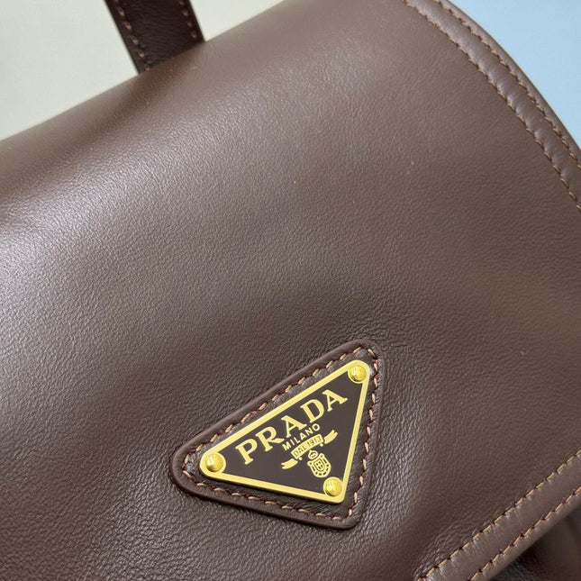 PRADA EXPLORE MEDIUM BACKPACK 29 IN BROWN CALFSKIN