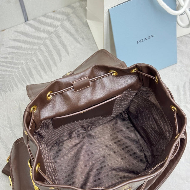 PRADA EXPLORE MEDIUM BACKPACK 29 IN BROWN CALFSKIN