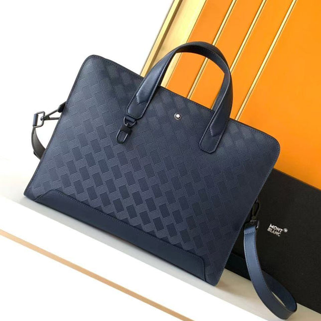 MONTBLANC EXTREME BRIEFCASE 37 IN NAVY BLUE CALFSKIN