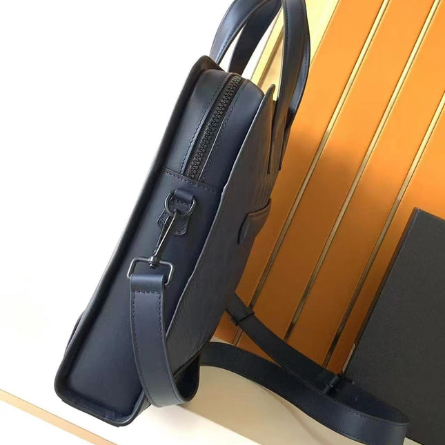 MONTBLANC EXTREME BRIEFCASE 37 IN NAVY BLUE CALFSKIN