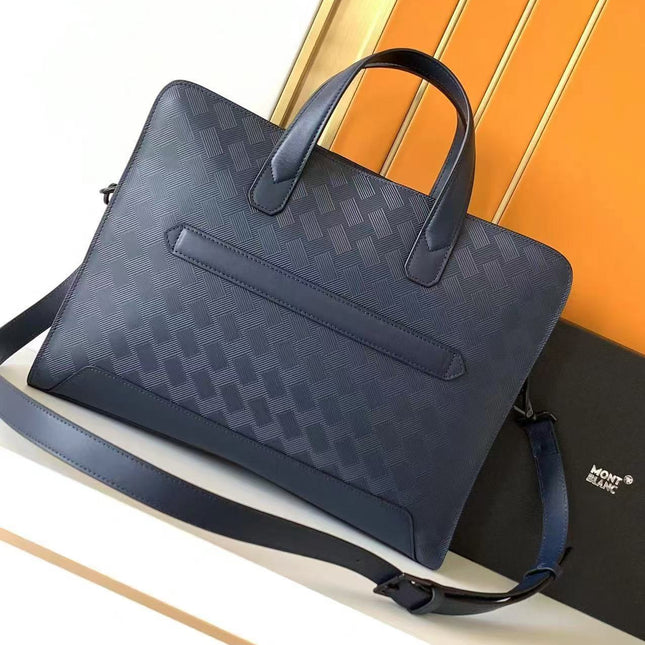 MONTBLANC EXTREME BRIEFCASE 37 IN NAVY BLUE CALFSKIN