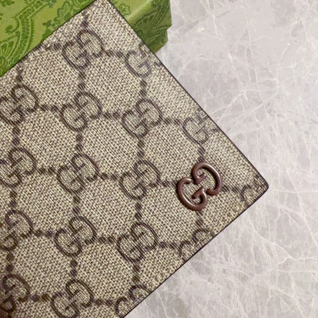 GUCCI BI-FOLD CARD HOLDER 11 IN BEIGE MIX BROWN MONOGRAM CANVAS