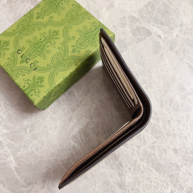 GUCCI BI-FOLD CARD HOLDER 11 IN BEIGE MIX BROWN MONOGRAM CANVAS
