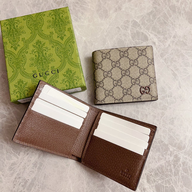 GUCCI BI-FOLD CARD HOLDER 11 IN BEIGE MIX BROWN MONOGRAM CANVAS