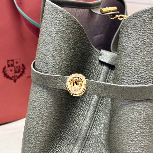 LP GHIERA SHOPPER BAG 40 IN MOSS GREEN CALFSKIN
