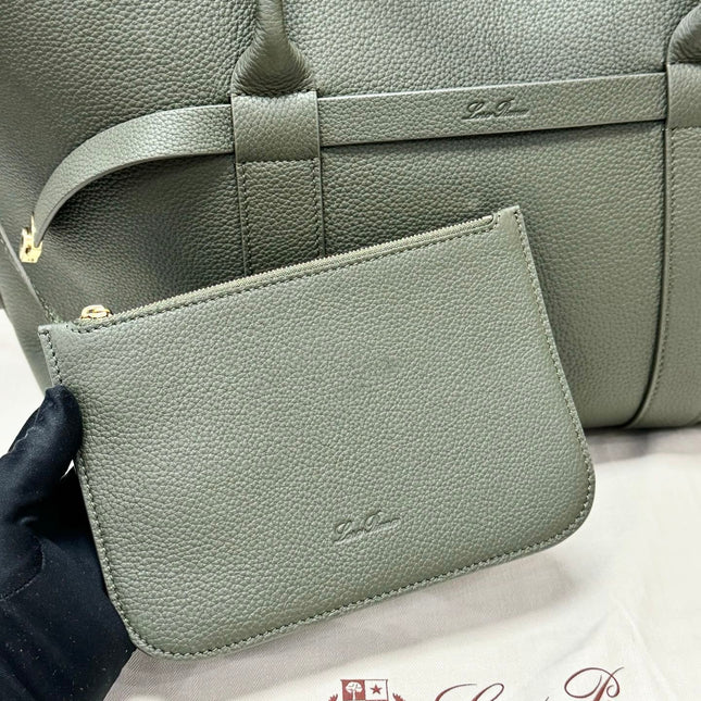 LP GHIERA SHOPPER BAG 40 IN MOSS GREEN CALFSKIN
