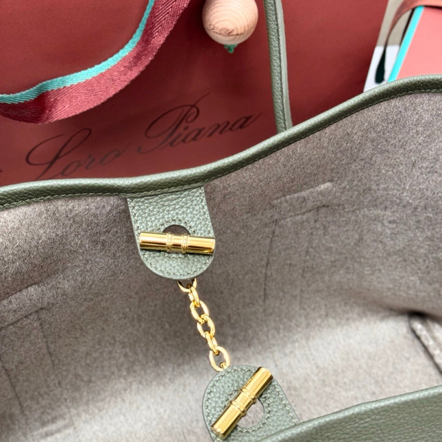 LP GHIERA SHOPPER BAG 40 IN MOSS GREEN CALFSKIN