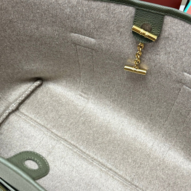 LP GHIERA SHOPPER BAG 40 IN MOSS GREEN CALFSKIN