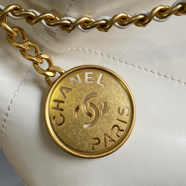 CC MINI 20 HANDBAG IN WHITE CALFSKIN GOLD HARDWARE