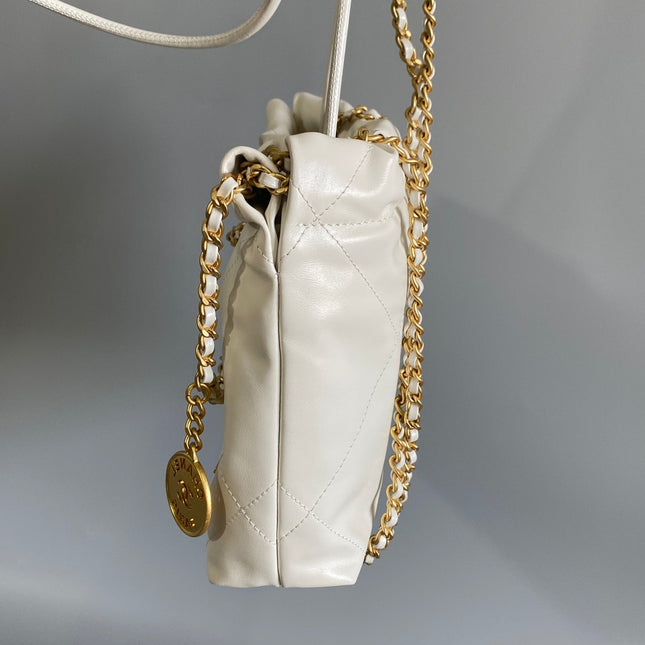 CC MINI 20 HANDBAG IN WHITE CALFSKIN GOLD HARDWARE