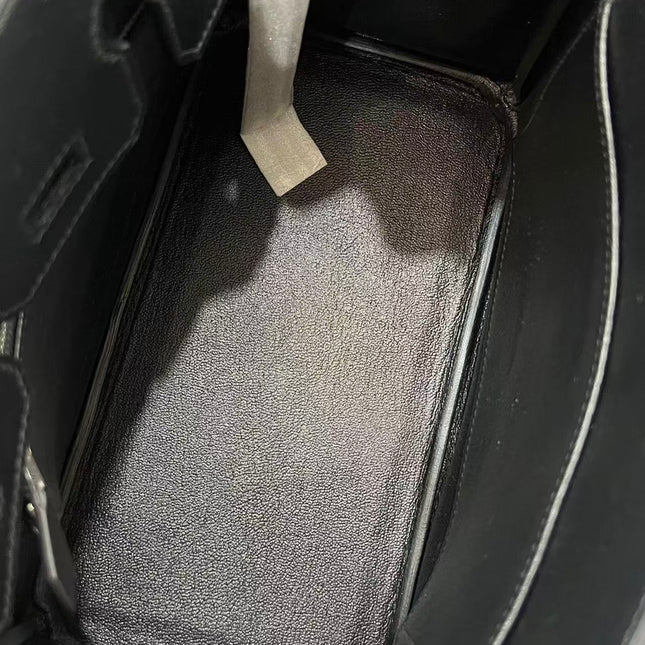 HM ROCK BIRKIN 25 BAG IN BLACK TOGO SILVER HARDWARE.