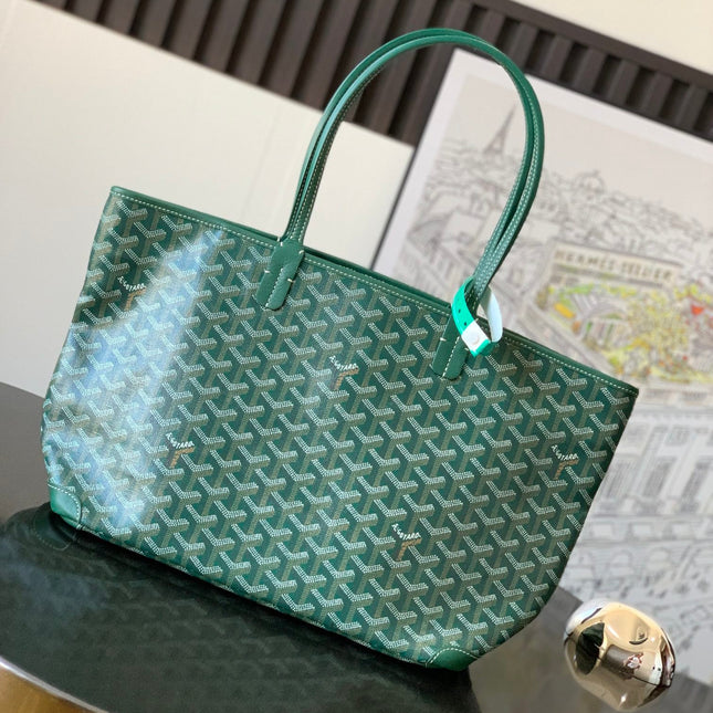 SAINT LOUIS 30 IN GREEN GOYARDINE CANVAS MIX CALFSKIN