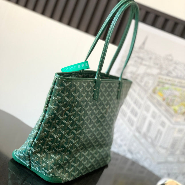 SAINT LOUIS 30 IN GREEN GOYARDINE CANVAS MIX CALFSKIN