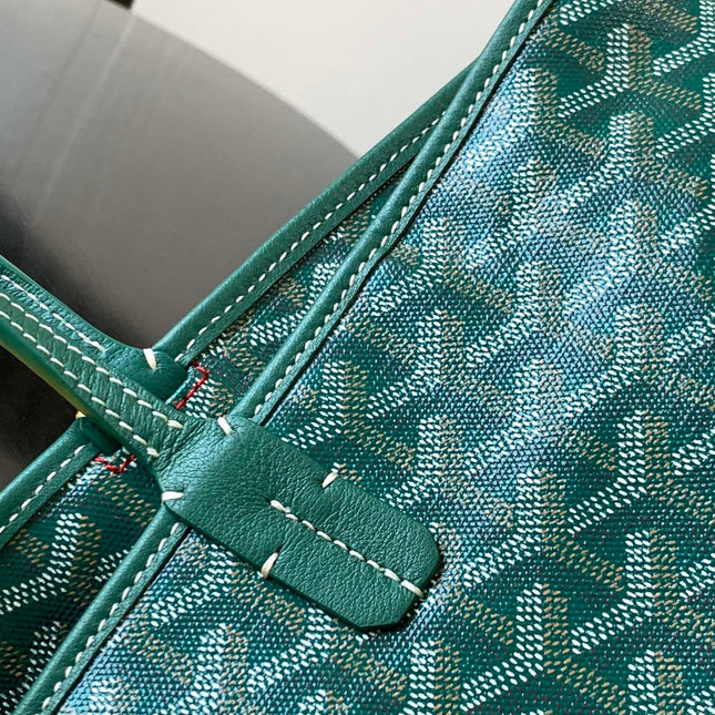 SAINT LOUIS 30 IN GREEN GOYARDINE CANVAS MIX CALFSKIN