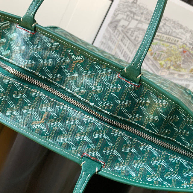 SAINT LOUIS 30 IN GREEN GOYARDINE CANVAS MIX CALFSKIN