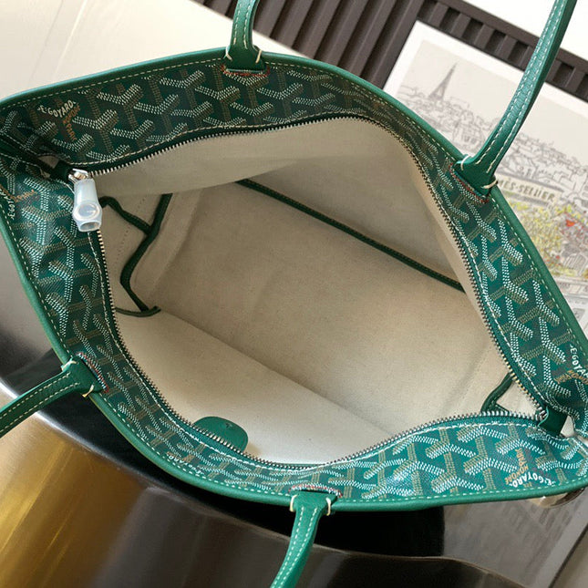 SAINT LOUIS 30 IN GREEN GOYARDINE CANVAS MIX CALFSKIN