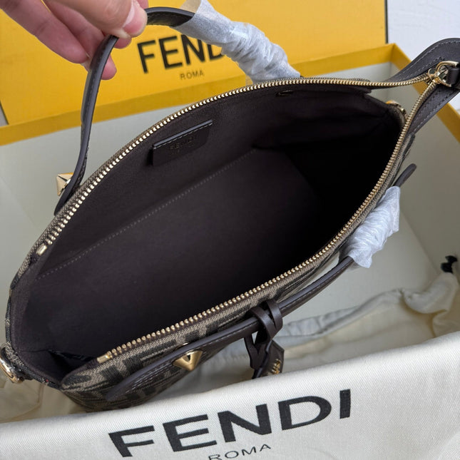 FENDI BY THE WAY SOFT MEDIUM BAG 29 IN BROWN FF JACQUARD FABRIC