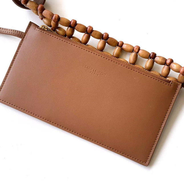 YSL LE 5 A 7 HOBO BAG 35 IN BROWN WOOD