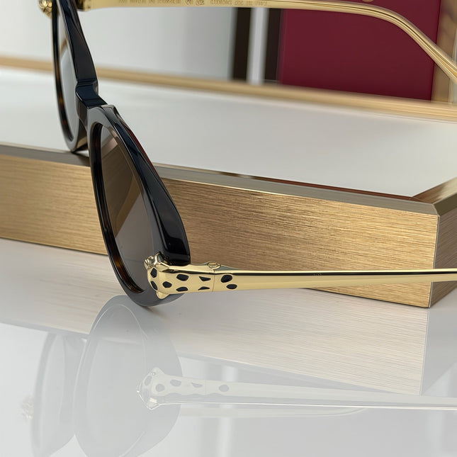 CARTIER 26S OVAL SUNGLASSES IN BROWN TORTOISE ACETATE AND GOLD METAL