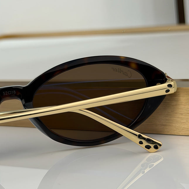CARTIER 26S OVAL SUNGLASSES IN BROWN TORTOISE ACETATE AND GOLD METAL