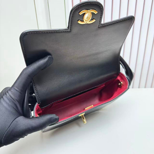 CHANEL 26S METIERS D'ART POCHETTE IN BLACK CALFSKIN GOLD HARDWARE