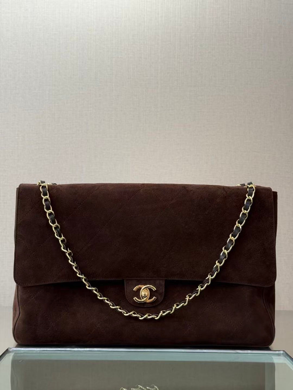 CHANEL 26 CLASSIC FLAP IN BROWN SUEDE 30726