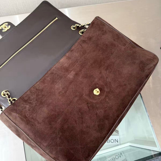 CHANEL 26 CLASSIC FLAP IN BROWN SUEDE 30726