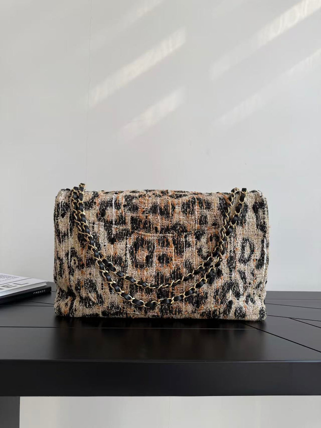CHANEL 26S CLASSIC FLAP BAG IN LEOPARD TWEED