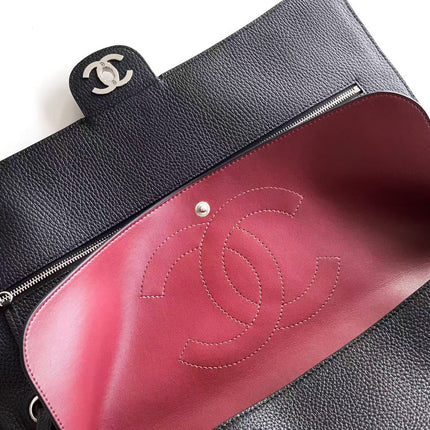 CHANEL 26S FLAP SHOULDER BAG IN BLACK CALFSKIN 13826