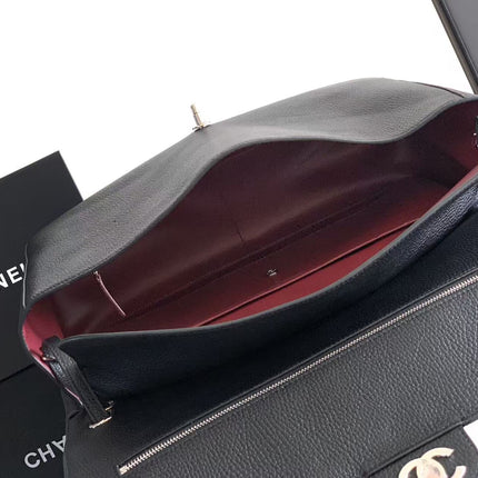 CHANEL 26S FLAP SHOULDER BAG IN BLACK CALFSKIN 13826