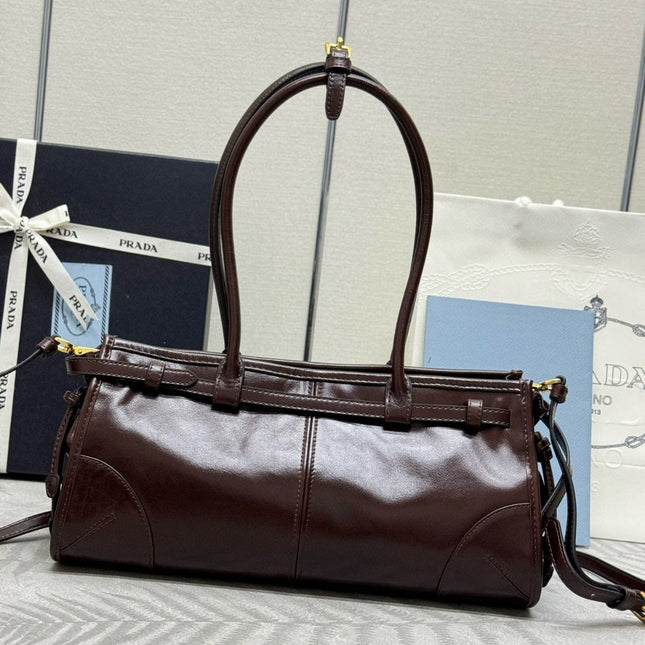 BONNIE HANDBAG 32 IN DARK BROWN CALFSKIN GOLD HARDWARE