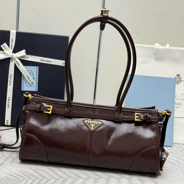BONNIE HANDBAG 32 IN DARK BROWN CALFSKIN GOLD HARDWARE