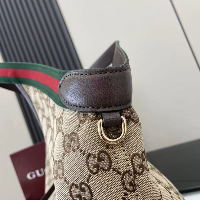 GUCCI GIGLIO TOTE BAG 60 IN BEIGE AND GREEN CANVAS