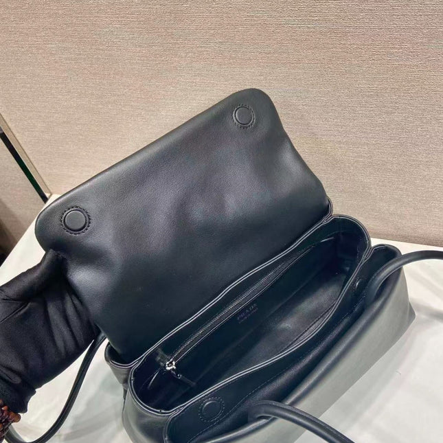 PRADA BONNIE HANDBAG 28 IN BLACK CALFSKIN