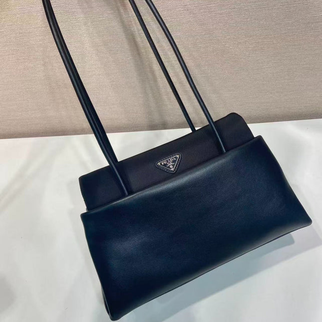 PRADA BONNIE HANDBAG 28 IN BLACK CALFSKIN