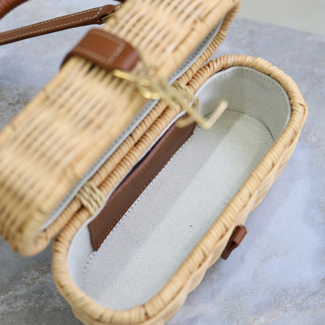 YSL GABY VANITY BAG 18 IN BEIGE WOVEN RAFFIA