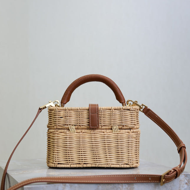 YSL GABY VANITY BAG 18 IN BEIGE WOVEN RAFFIA