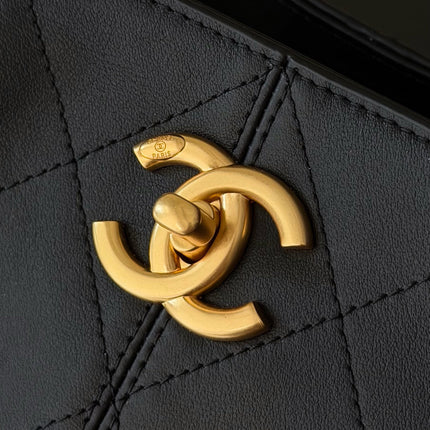 CHANEL 25S HOBO BAG 36 IN BLACK LAMBSKIN WITH GOLD HARDWARE