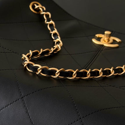 CHANEL 25S HOBO BAG 36 IN BLACK LAMBSKIN WITH GOLD HARDWARE