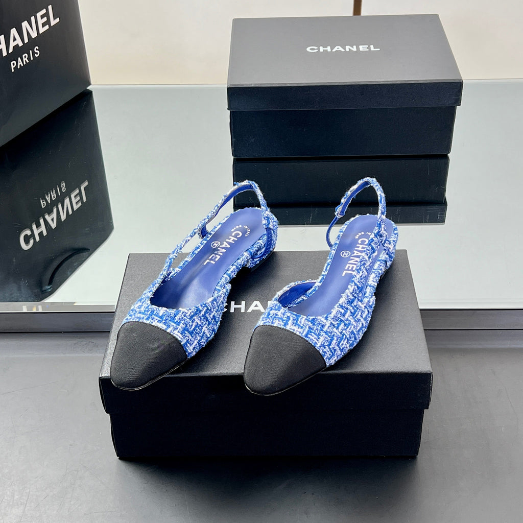 CC SLINGBACK 25S 25 MM IN COBALT BLUE TWEED