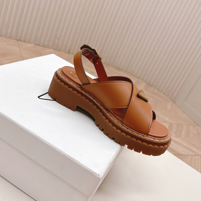 25S SANDALS IN LIGHT TAN CALFSKIN LOGO GOLD HARDWARE