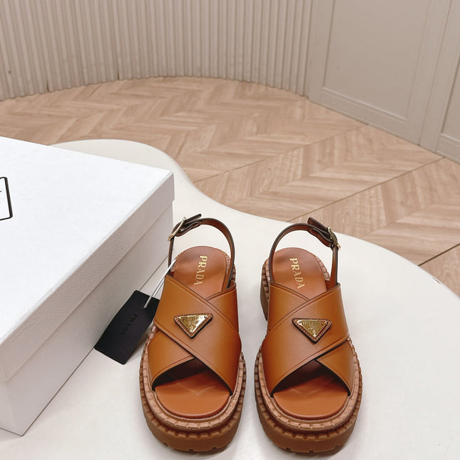 25S SANDALS IN LIGHT TAN CALFSKIN LOGO GOLD HARDWARE
