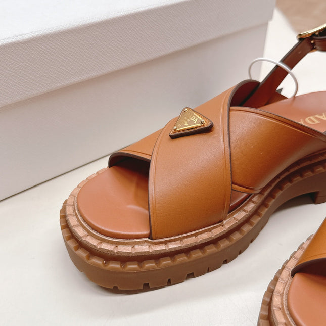 25S SANDALS IN LIGHT TAN CALFSKIN LOGO GOLD HARDWARE
