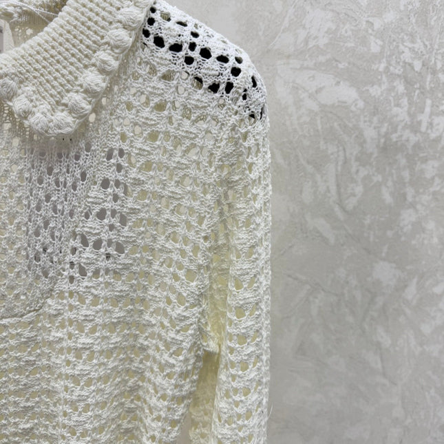 CHANEL 25S OPEN-KNIT WAIST-TIE SWEATER 528