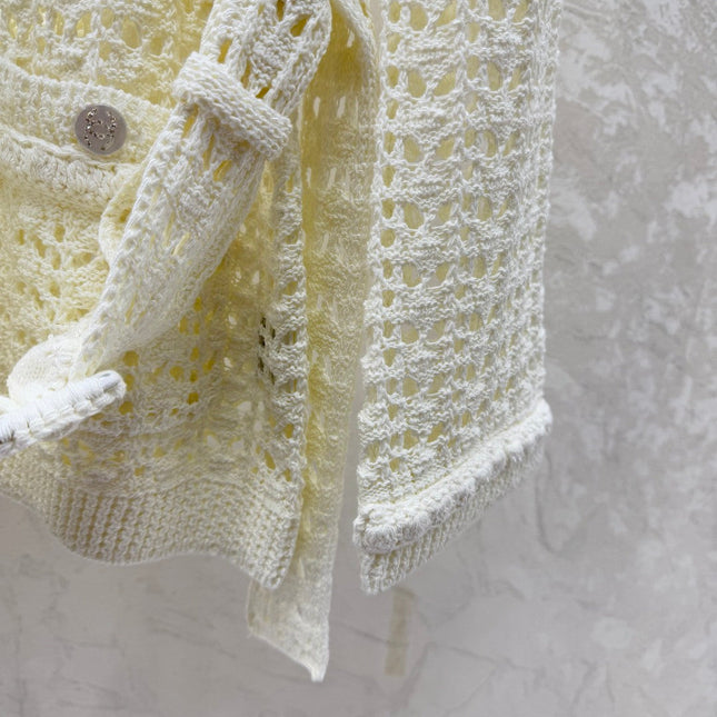 CHANEL 25S OPEN-KNIT WAIST-TIE SWEATER 528