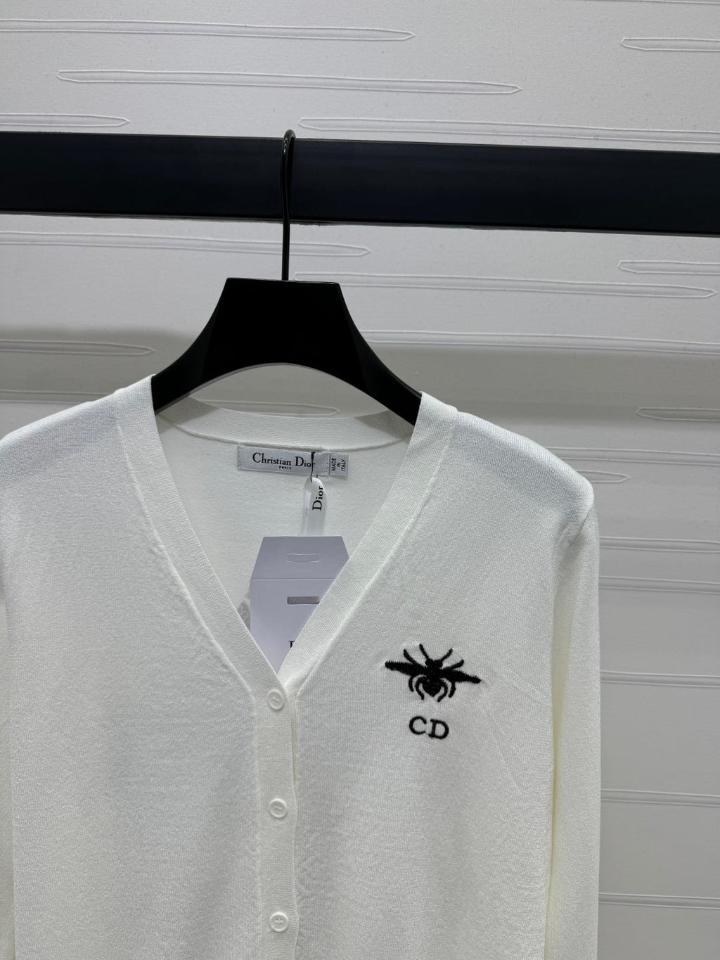 DIOR LONG-SLEEVE KNIT SWEATER WITH EMBROIDERED LOGO