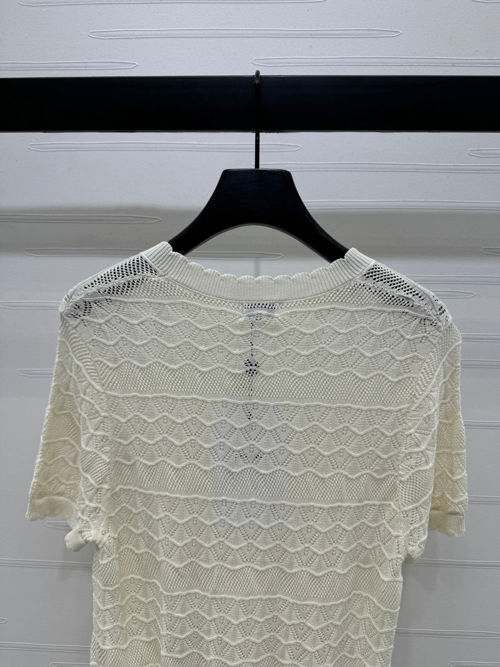 CHANEL 25S HOLLOW KNIT SHORT SLEEVE TOP 264150