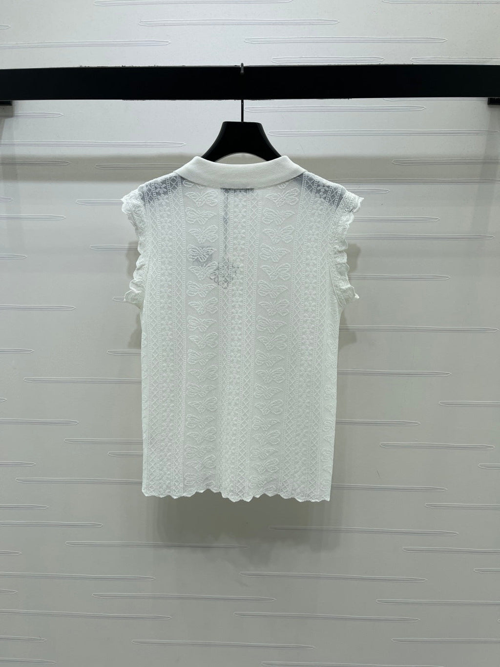 LOEWE 26S RUFFLE-SLEEVE KNIT POLO SHIRT 577