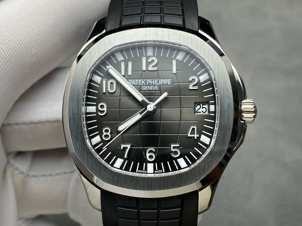 AQUANAUT STEEL CASE BLACK RUBBER STRAP